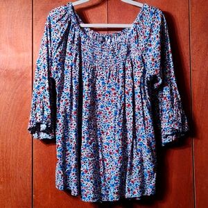 5 For $25🔥 Delicate Flowers Elastic Neck Bell Sleeved Shirt